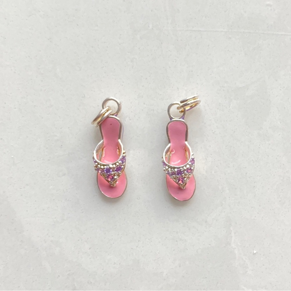 Pink enamelSterling Flip Flop Charms